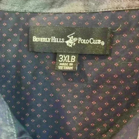 Beverly Hills Polo Club Men’s Button Down Size 3XLB Color Navy/Pink - Picture 2 of 13